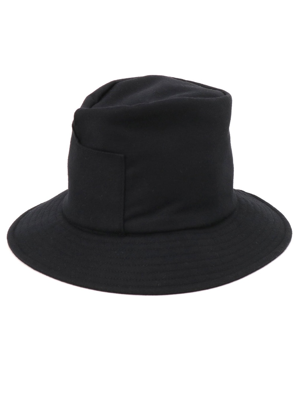Yohji Yamamoto WOOL Felted FLANNEL SEAM CROWN HAT Black Size 1 Small